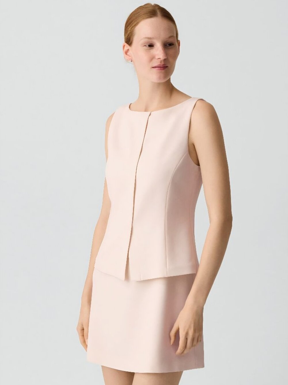 Theory Boatneck Mini in Admiral Crepe size 2 Sheer Pink